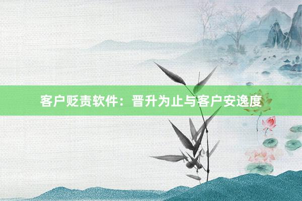 客户贬责软件：晋升为止与客户安逸度